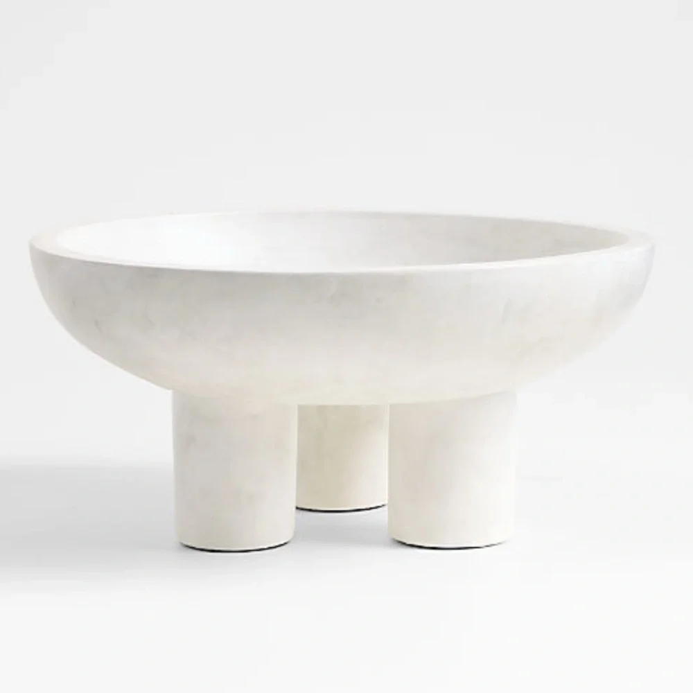 New! Crate&Barrel White Tri-Footed Ceramic Bowl